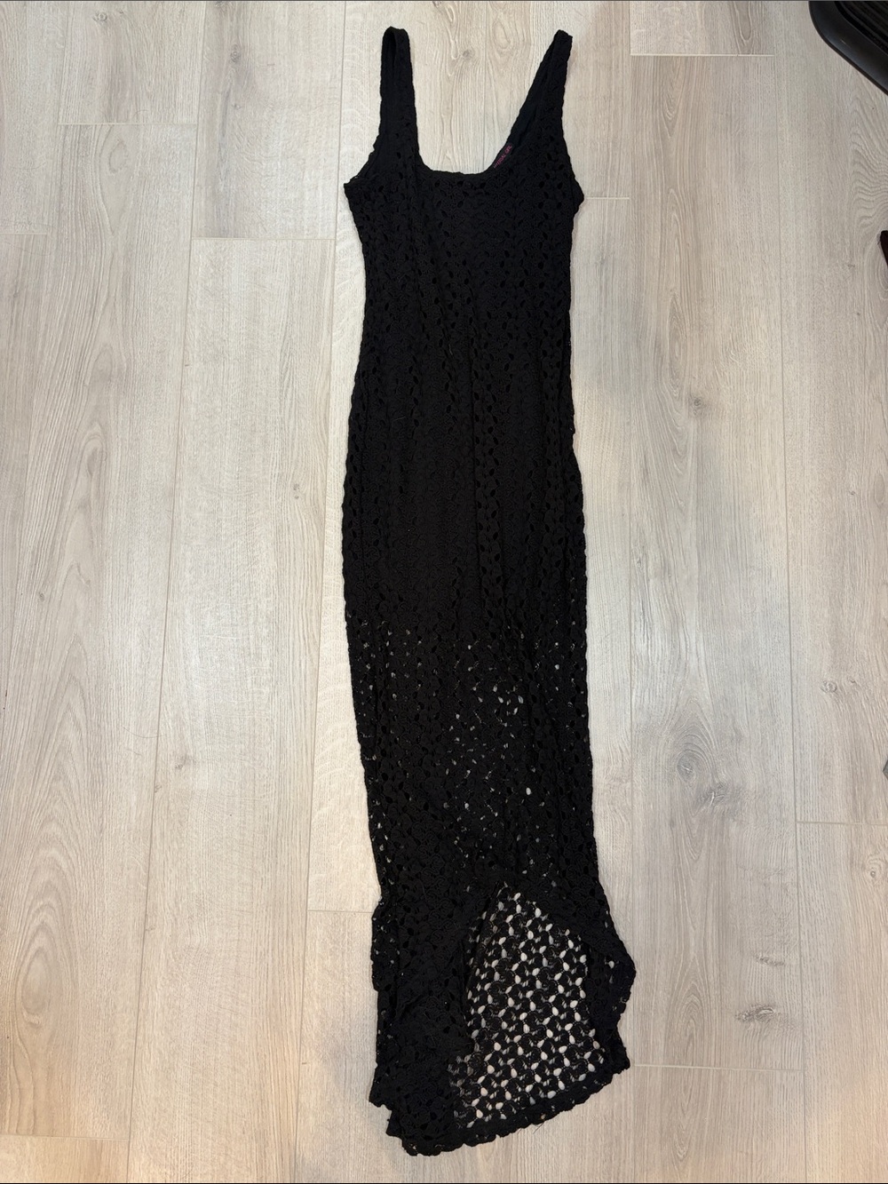 Material Girl Black Crochet Maxi Dress